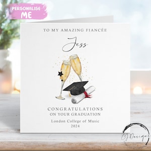 Biglietto di laurea personalizzato per fidanzato/a - con berretto e pergamena - nome e università - biglietto medio o grande