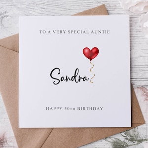 Biglietto di auguri di compleanno personalizzato per zia, parente speciale, buon compleanno, biglietto di auguri per il suo 30°, 40°, 50°, 60°, 70°, 80°, qualsiasi età