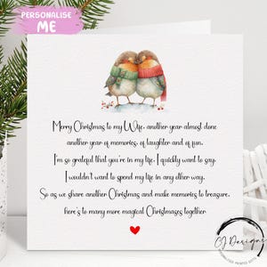 Kerstkaart vrouwgedicht - kaart liefdevol Robin Couple en rood hart