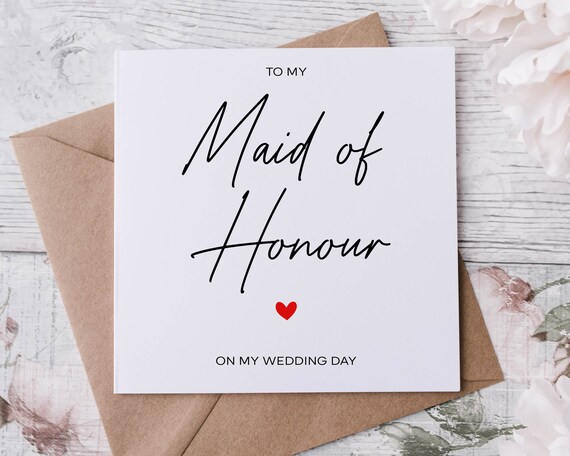 To my maid of honor on my wedding day sales
