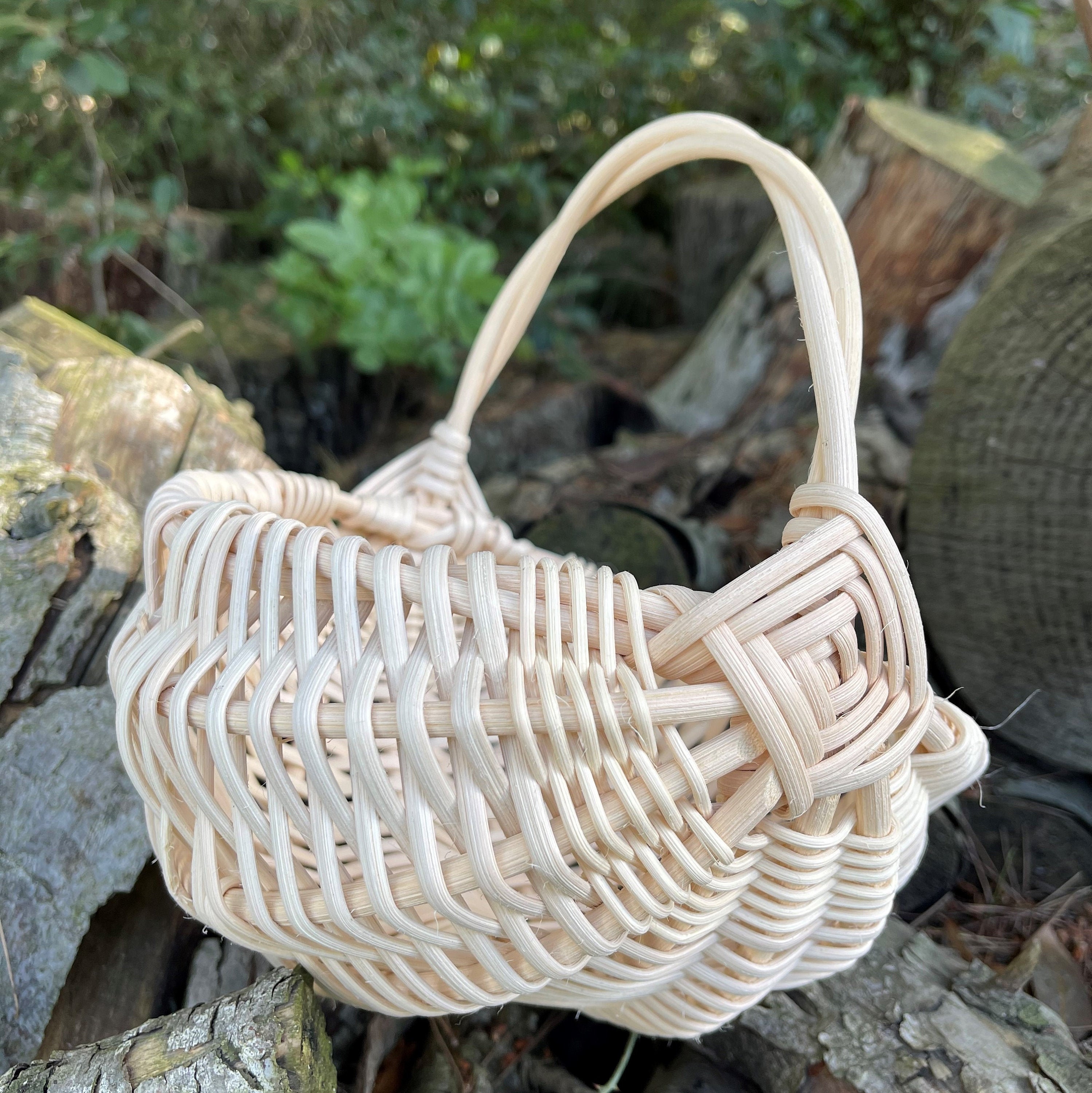 Set Di 4 Cestini per La Spesa in Rattan Intrecciato a Mano, Versatili
