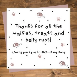 thank you dog walker, dog walker, thank you card, dog card, pet card
