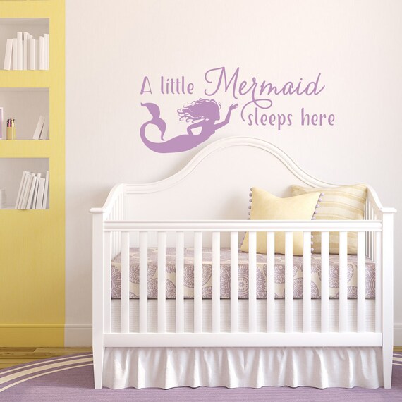 Wall Decal Quote A Little Mermaid Sleeps Here Mermaid Nursery Bedroom Decor Mermaid Wall Decal Baby Girl Gift Wall Decal Sticker K215