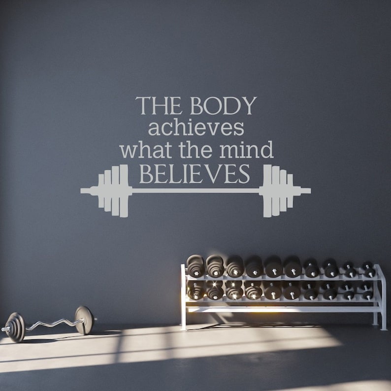 the body achieves what the mind believes wall decal | etsy