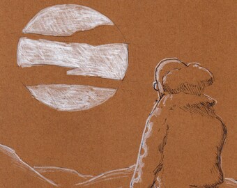 Pencil Original: The Clown by Moonlight