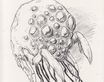 Pencil Original: Lovecraftian Alien