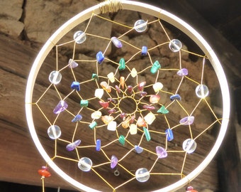 Dreamcatcher CHAKRA, Rock Crystals, Amethyst, Spiritual Gift , Chakra Healing, Boho Gifts, Bedroom Decor, Chakra Steine