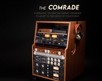 The "Comrade" 14u Flat pack SIDECAR - ventilated audio rack - workstation - recording studio - cabinet - custom wood - studio furniture 10u