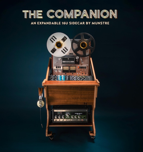 The COMPANION - Walnut 16U Audio Rack Sidecar: Studio Workstation
