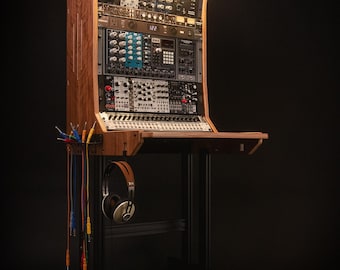 The OMYN: Walnut Studio Rack & Eurorack synth Station | 14U Mobile Sidecar