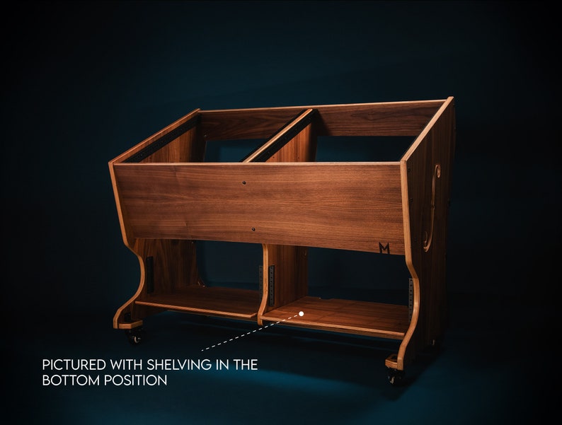The 2-bay Companion 32U audio rack SIDECAR, workstation recording studio Eurorack cabinet wood mastering desk studio furniture image 2