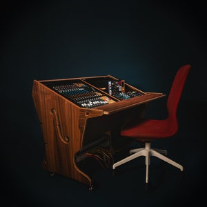 The 2-bay Companion 32U audio rack SIDECAR, workstation recording studio Eurorack cabinet wood mastering desk studio furniture image 10