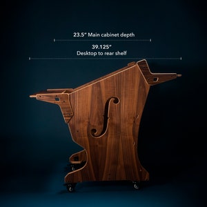 The 2-bay Companion 32U audio rack SIDECAR, workstation recording studio Eurorack cabinet wood mastering desk studio furniture image 3