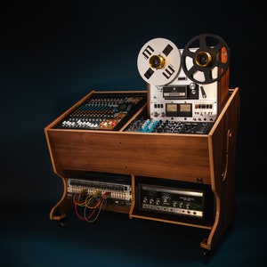 The 2-bay Companion 32U audio rack SIDECAR, workstation recording studio Eurorack cabinet wood mastering desk studio furniture image 1