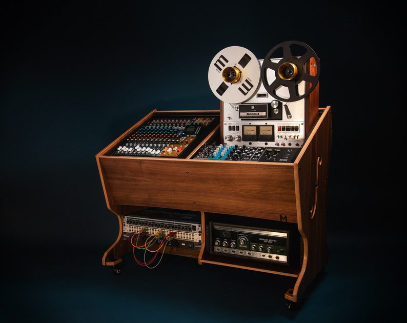 The 2-bay Companion 32U audio rack SIDECAR, workstation recording studio Eurorack cabinet wood mastering desk studio furniture image 1
