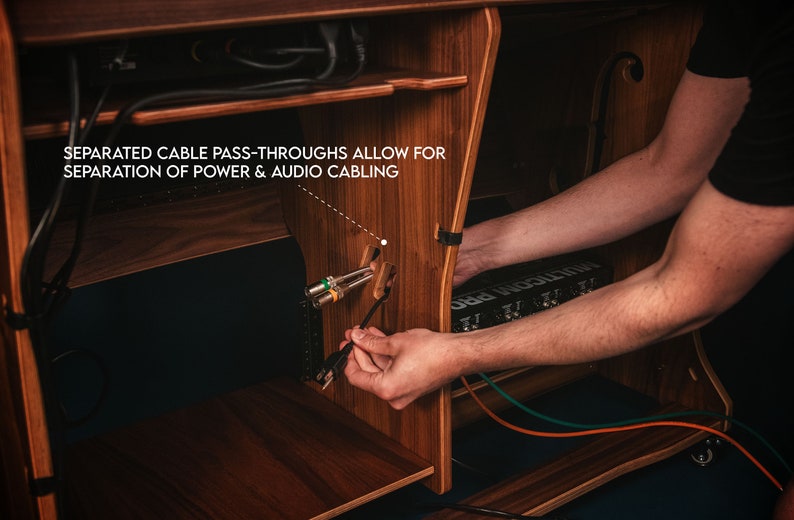 The 2-bay Companion 32U audio rack SIDECAR, workstation recording studio Eurorack cabinet wood mastering desk studio furniture image 6