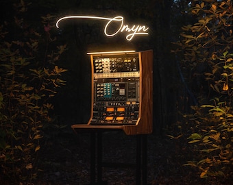 The OMYN: Walnut Studio Rack & Eurorack synth Station | 14U Mobile Sidecar