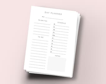 Day Planner Printable - Instant Download, Daily Planner, Printable Planner, Desk Planner, Digital Download, Digital File, Day Schedule