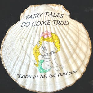 Custom decoupage large oyster shell gift display, beach decor, baby gift, gift for little girl, expecting mom