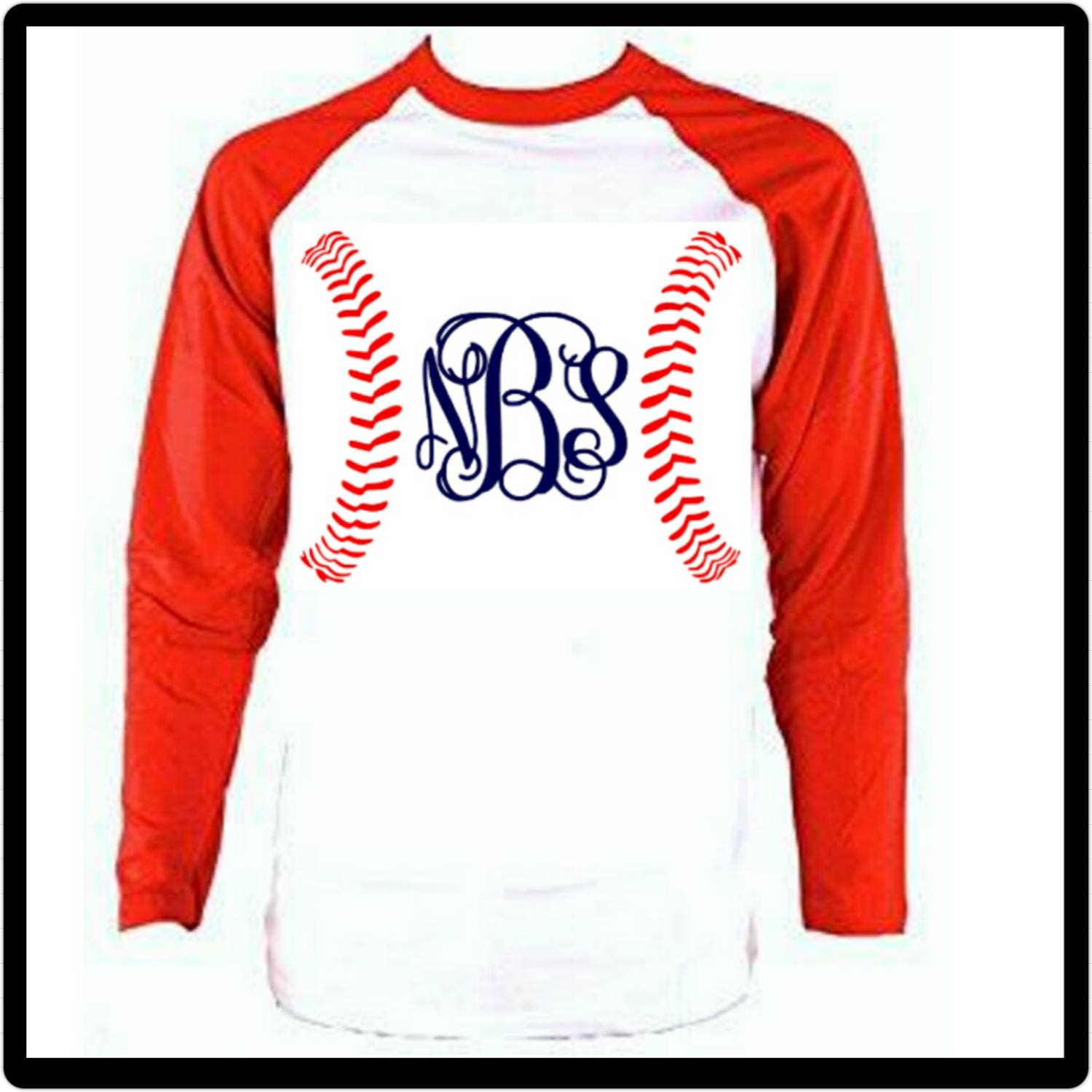 Raglan Baseball Seams Monogram Shirts-RaglanBBallShirts