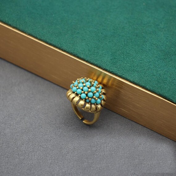 Turquoise Adjustable Statement Ring, Natural Ston… - image 6