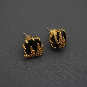 Emerald Green Black And Red Crystal Stud Earrings, Zircon Wheat Branch Studs, Gold Wheat Sparkling Jewellery, Square Stud Jewelry