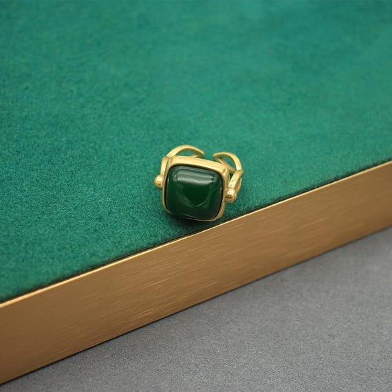 Blue Green Agate Adjustable Statement Ring, Natur… - image 2