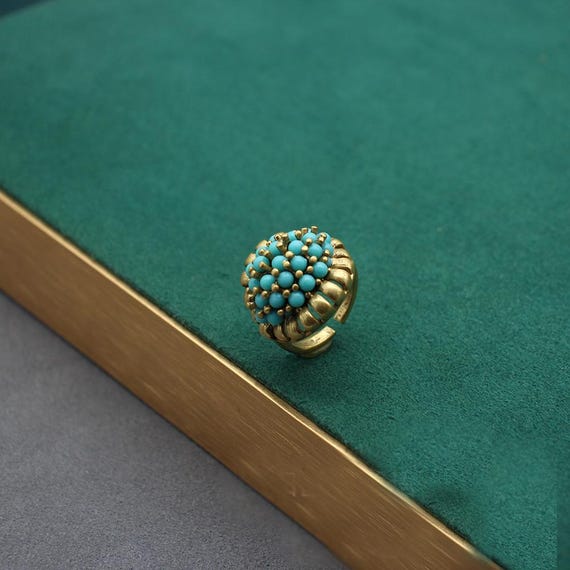 Turquoise Adjustable Statement Ring, Natural Ston… - image 2