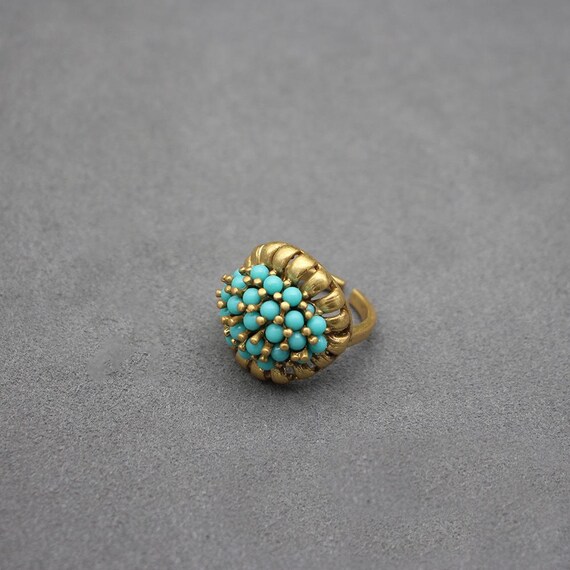 Turquoise Adjustable Statement Ring, Natural Ston… - image 1