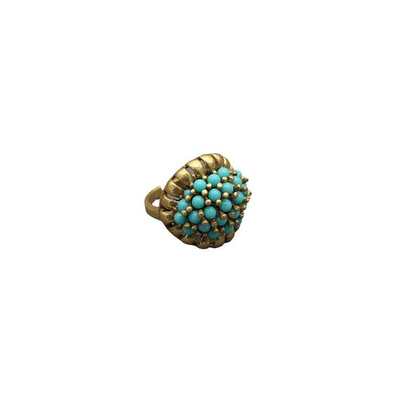 Turquoise Adjustable Statement Ring, Natural Ston… - image 4