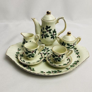 Tea Set Holly Christmas Design MINIATURE Vintage Formalities by Baum Bros