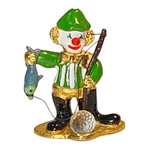 Spoontiques Pewter Circus Clown Fisherman Figurine Swarovski Crystal #KM478