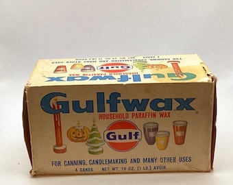 Vintage Haushalts-Paraffinwachs 1lb.Box 4 Kuchen