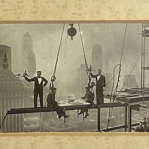 Industrial Matted Famous Photo NYC Skyscraper Dinner 5X7