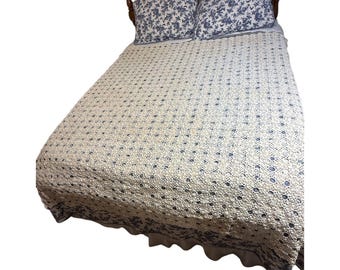 Couvre-lit au crochet fait main vintage Italie années 1950 70 X 86