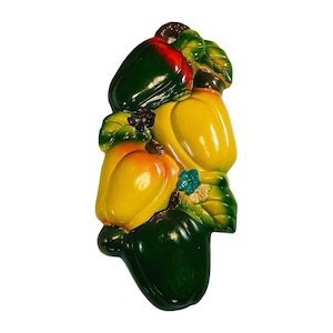 Kitchen Wall Plaque Decorative Green/Yellow Vegetables Decorative MCM 12in