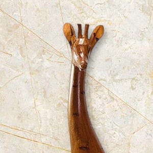 Mid Century Giraffe Wooden Hand carved in Kenya 12&quot;  Figurine Statue Exotic Art