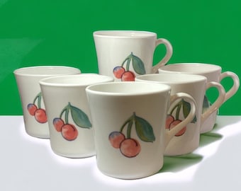 Corelle Kirschen & Äpfel Tasse Obstkorb Sechs Vintage Tassen Tassen
