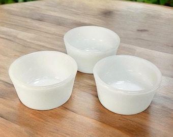 Juego de 3 moldes para natillas de vidrio texturizado Glasbake, cuencos pequeños de 7,6 cm y ramequines.
