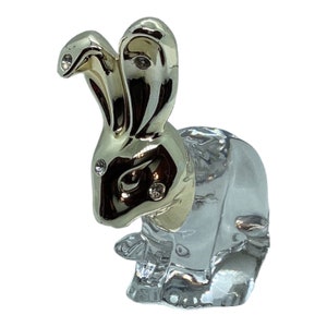 Lenox Pave Jewels collection Vintage Lead Crystal Bunny Rabbit Silver Plate Head