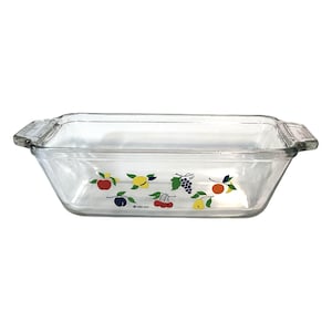 Anchor Hocking Ovenware Vintage Loaf Dish Fruit Pattern 11in