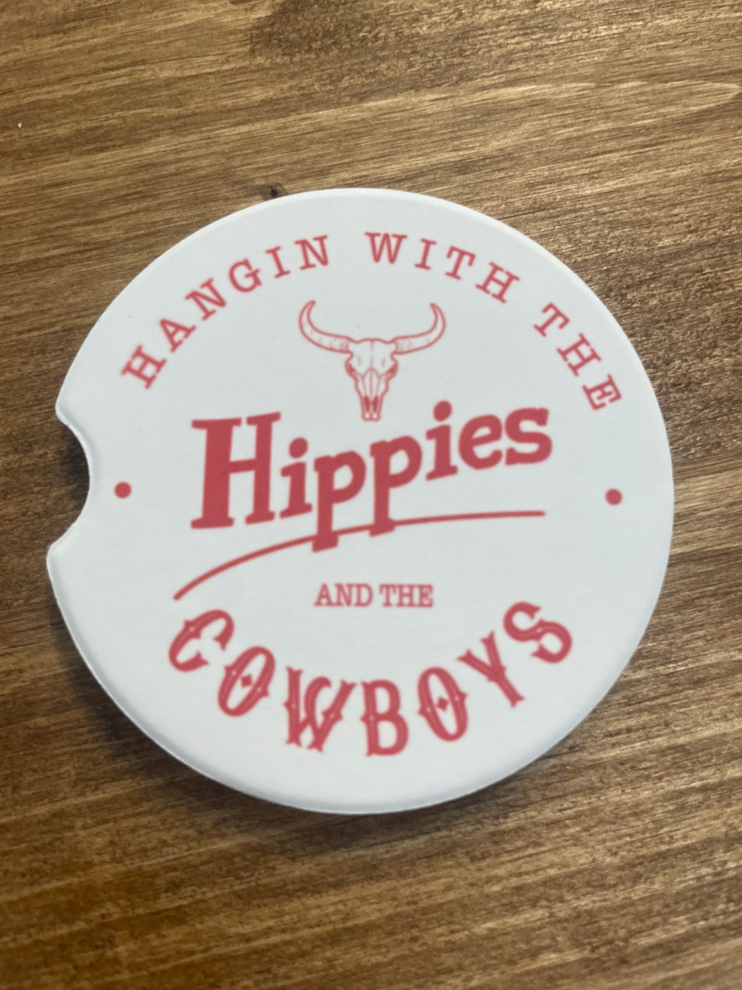 Ceramic Car Coaster Individual Car Coaster Finger Notch Hippies and