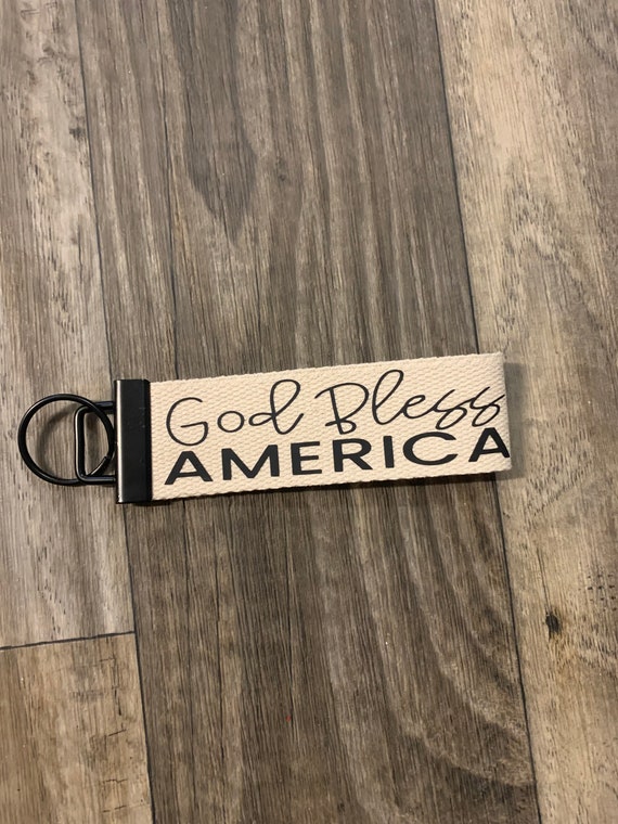 Patriotic Keychain Personalized wristlet keychain gifts for her God Bless America Land that I Love Wristlet Keychain