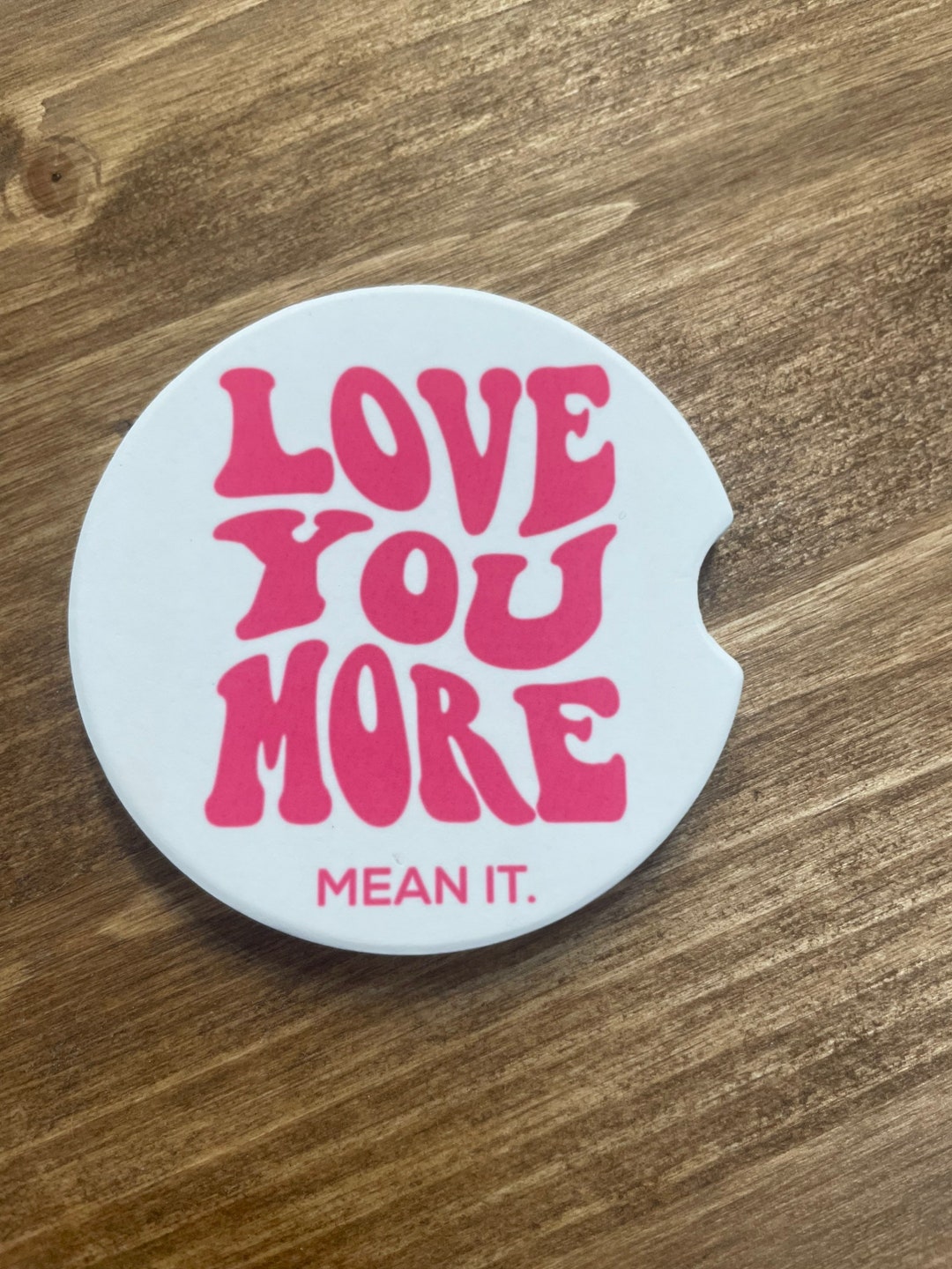 Ceramic Car Coaster Individual Car Coaster Finger Notch Love You More