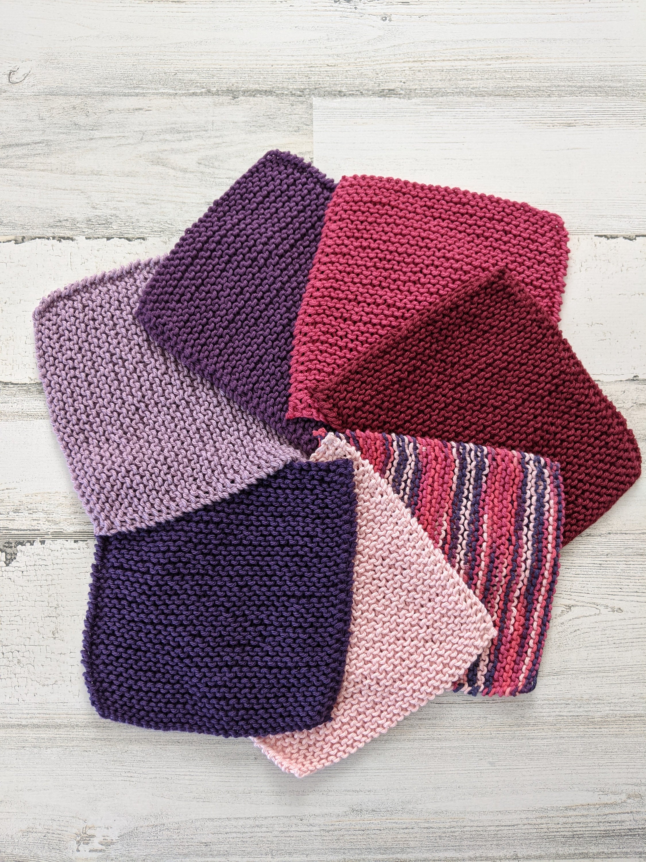 Set of 7 Cotton Knitted Dishcloths Hand Knit Washcloth Etsy