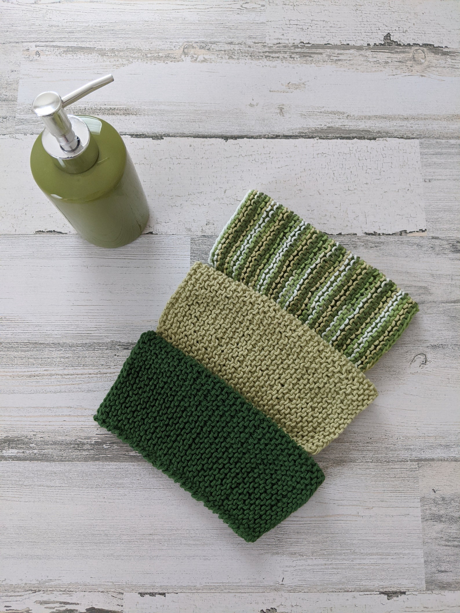 Set of 3 Cotton Hand Knit Washcloth Knitted Washcloths Etsy