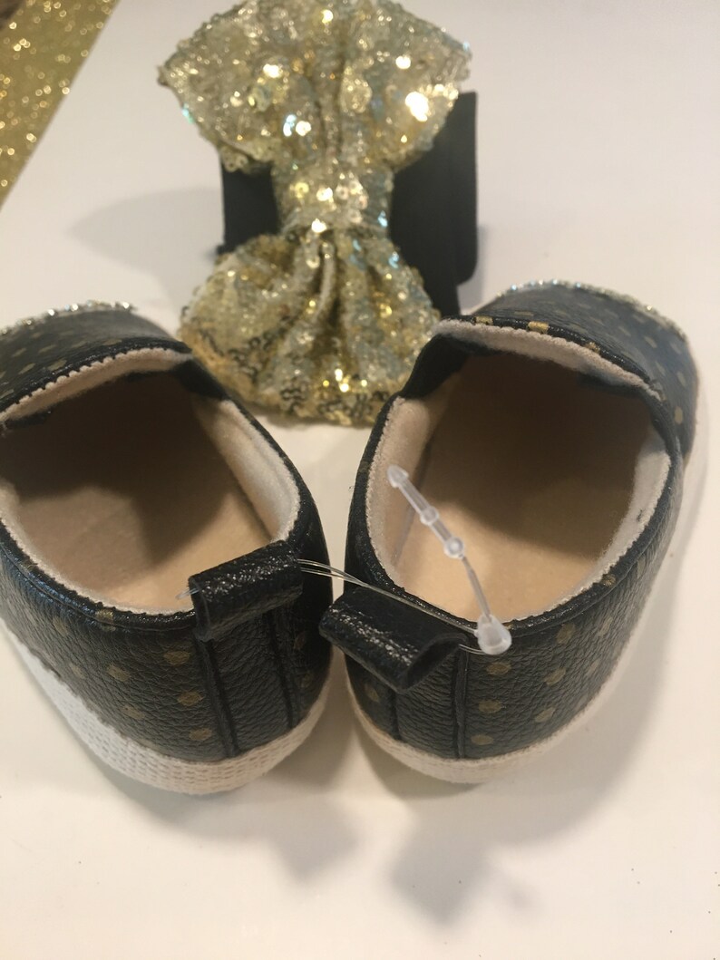 Black Baby Shoes Black and Gold Baby Shoes Polka Dots Baby Etsy