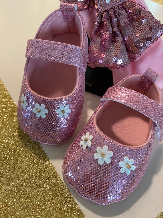 Baby girl pink glitter shoes outlet