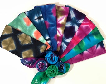 Tie dye cotton bandana / Tye dye headscarf / Tie dyed face covering / Tie dye dog bandana / Bandana, 22"x22" / Tie dye handkerchief