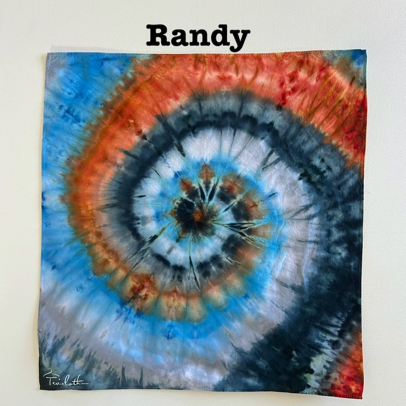 Pañuelo teñido a mano con técnica tie-dye - Pañuelo de algodón colorido - 22x22 Randy